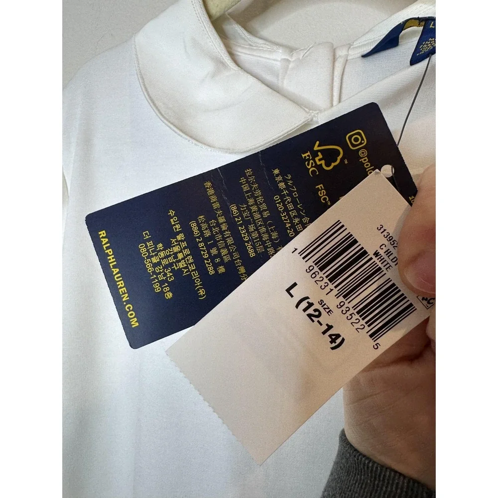 Polo Ralph Lauren Sweater Dress Girls 12-14 White Plaid Long Sleeve Holiday